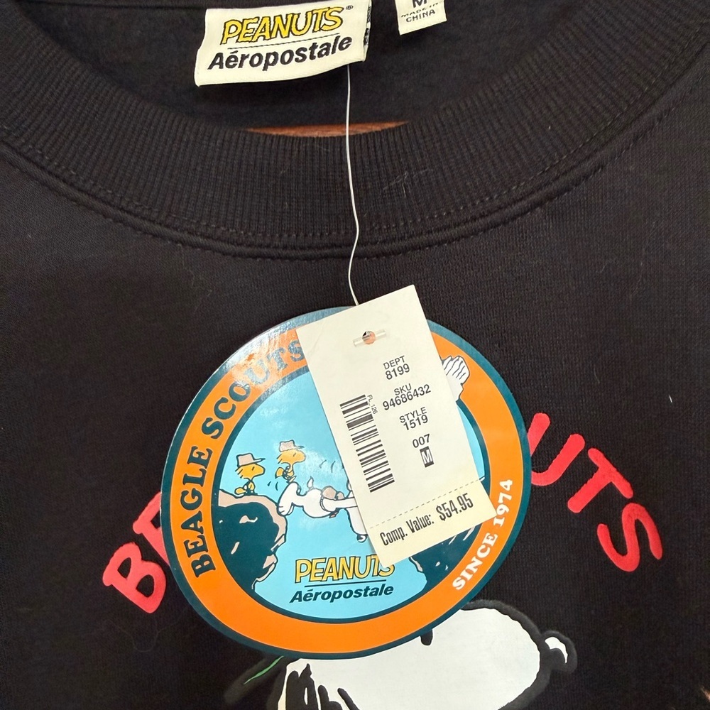 Aeropostale Black Peanuts Snoopy Graphic Sweatshirt - Picture 3 of 15